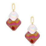 Georgia Burgundy White Earrings