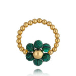 Emerald Green Flower Gold Ring