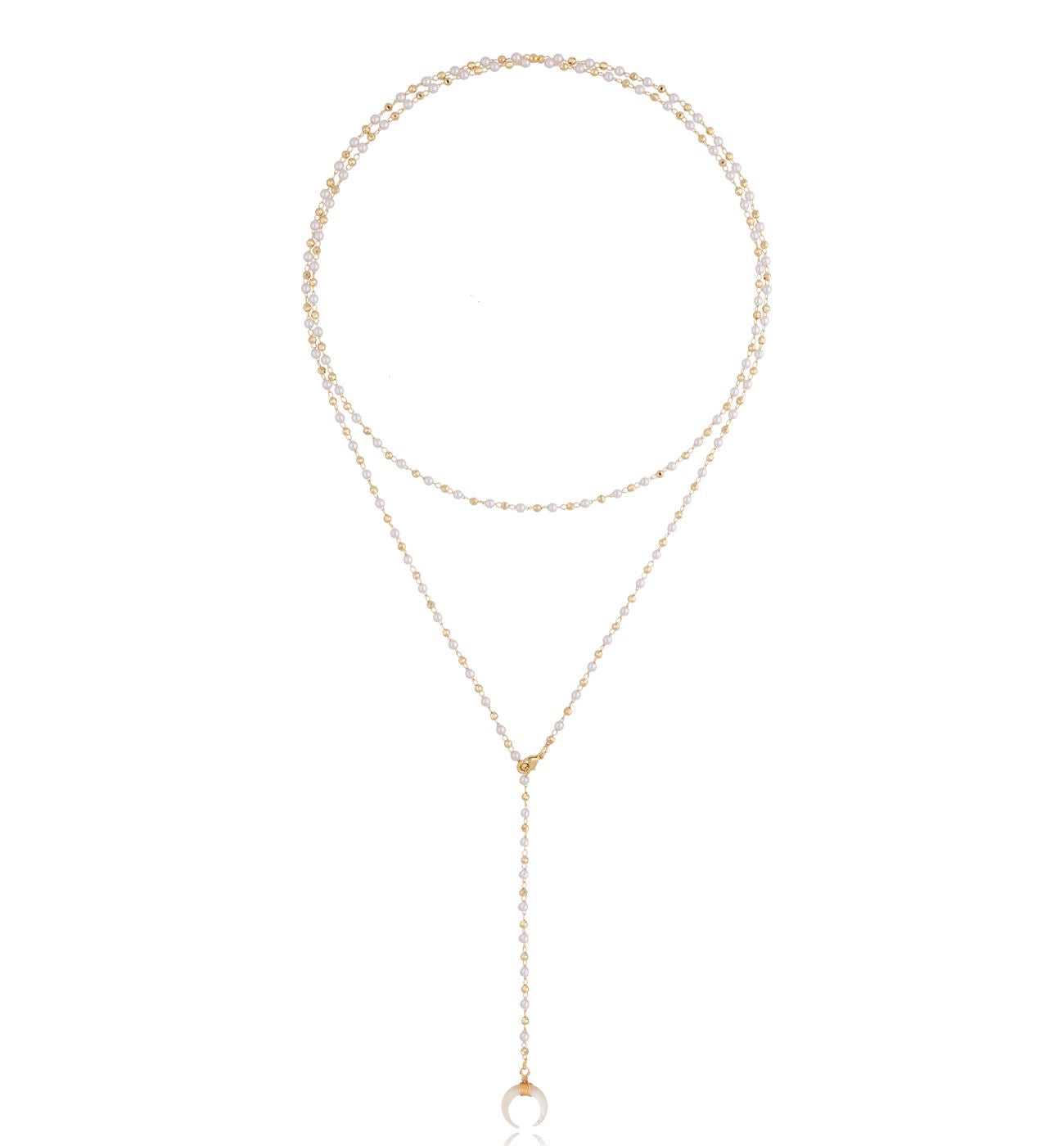 Long Adjustable Moon Pearl Necklace