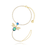 Mila Dragonfly Beetle Green Ring Pearl Bracelet