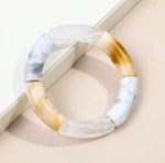 Tricolor Bracelet Milky White , Butterscotch and Gray Marble
