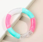 Tricolor Bracelet Clear , Turquoise and Pink