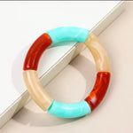 Tricolor Bracelet Beige, Turquoise and Chocolate