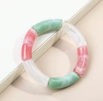 Tricolor Bracelet Dusty Pink, Clear and Light Green