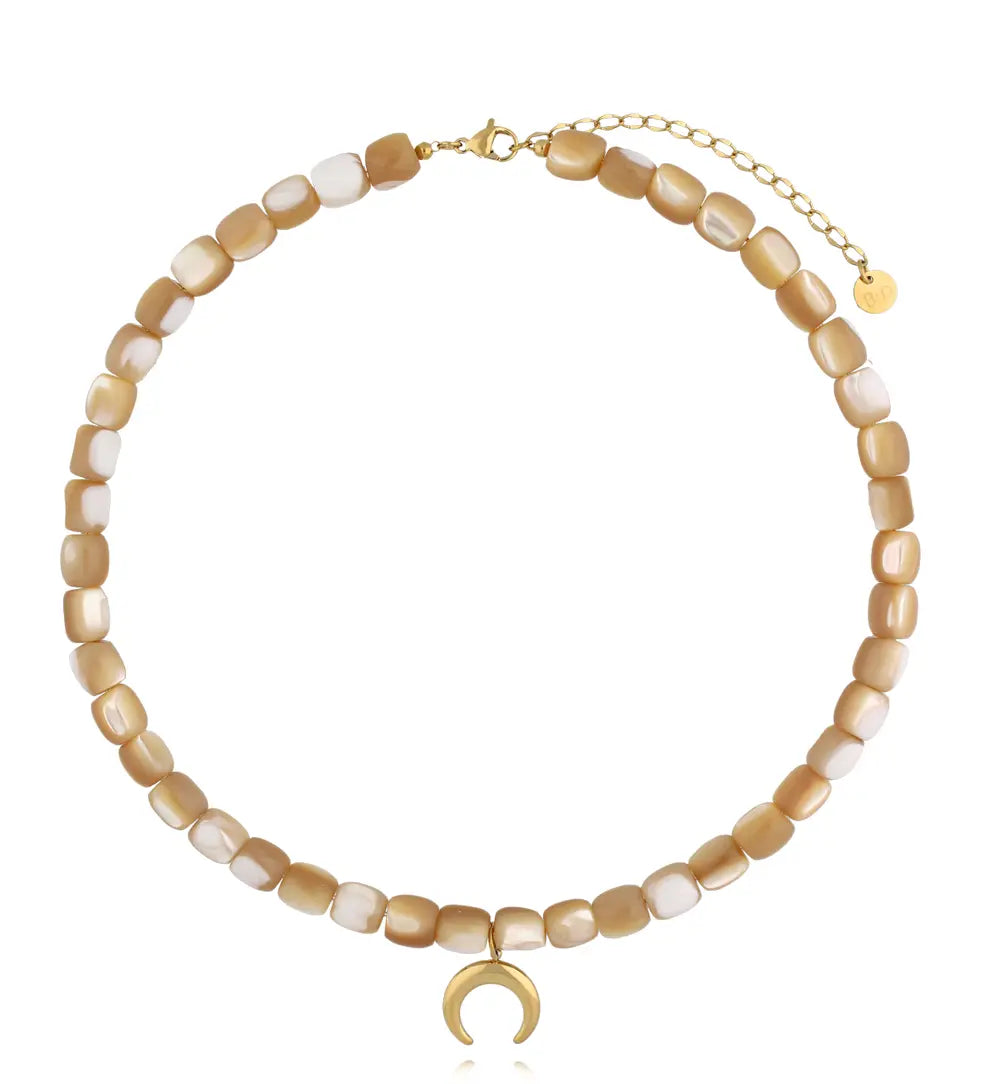 Beige Moon Pendant Necklace