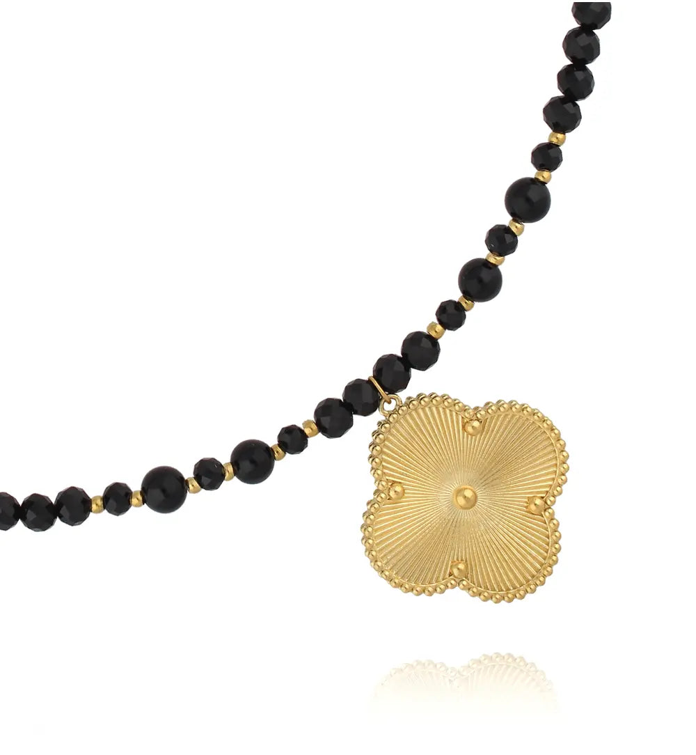 Tourmaline Necklace with Clover Pendant