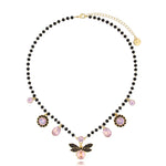 Pink and Black Dragonfly Necklace