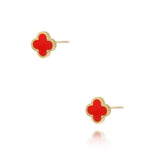 XO Red Clover Stainless Steel Stud Earrings