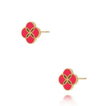 Fuchsia Clover Stainless Steel Stud Earrings
