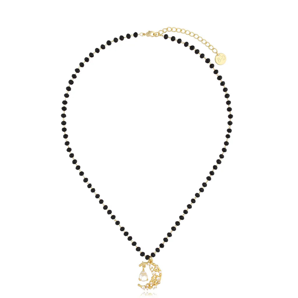Black Crystal Moon Necklace