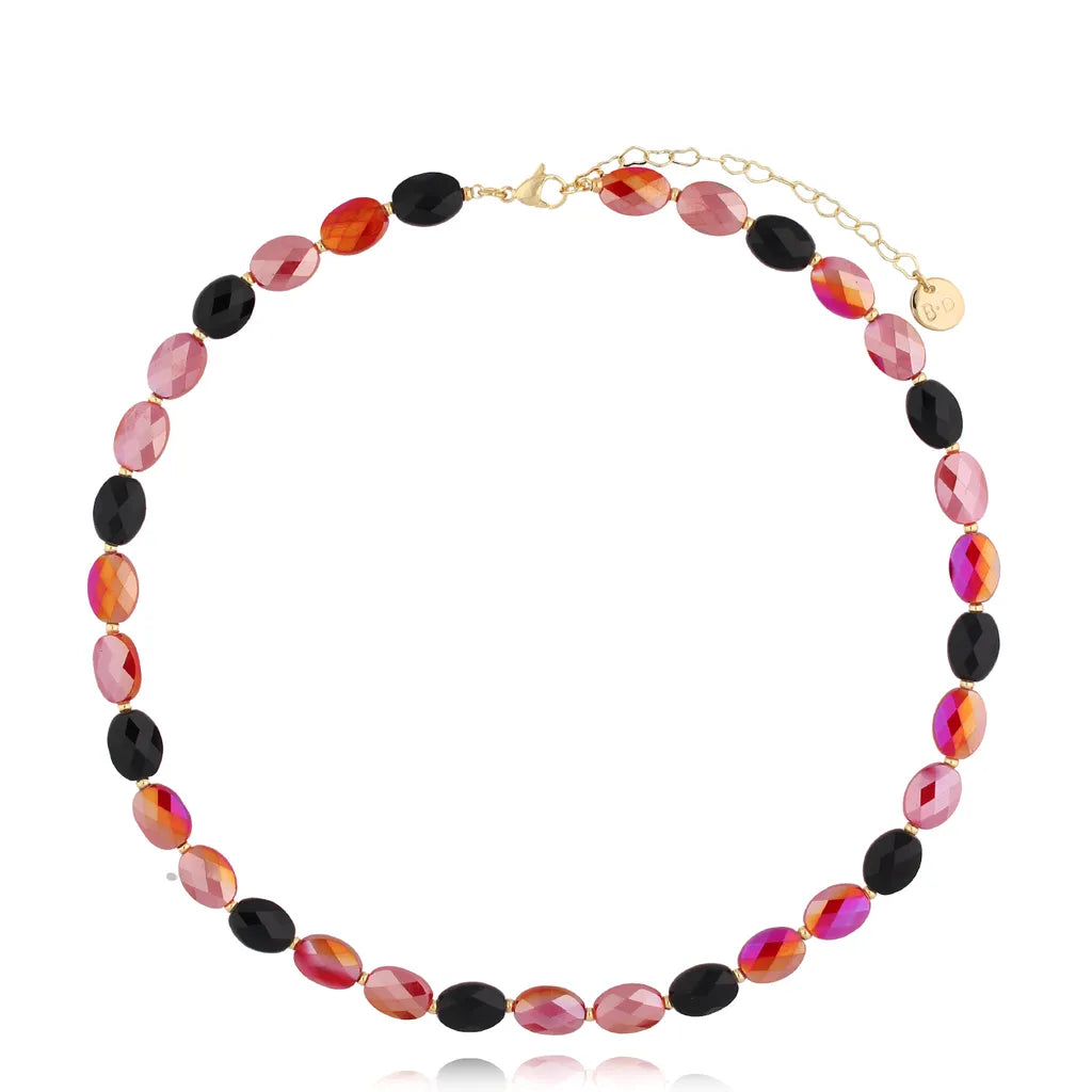 Red and Black Crystal Necklace Togue