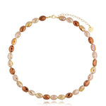 Vintage Gold and Beige Crystal Necklace Togue