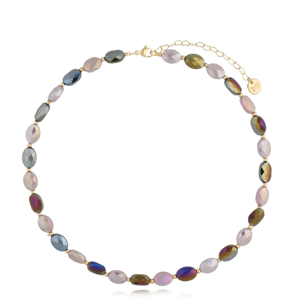 Lilac and Green Crystal Necklace Togue