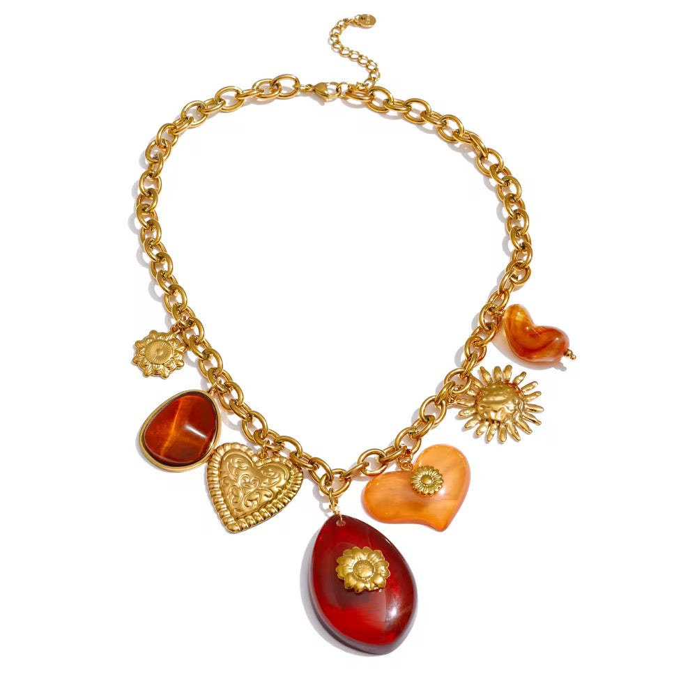 Solar Love Charm Necklace Stainless Steel