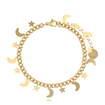 Moon and Star Gold Bracelet