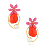 Sunset Summer Orange Flower Earrings