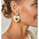 Iris Cream Heart Dangle Earrings