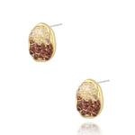 Crystals Gold and Brown Textured Earrings