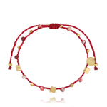 Burgundy Natural-stone Clover Bracelet