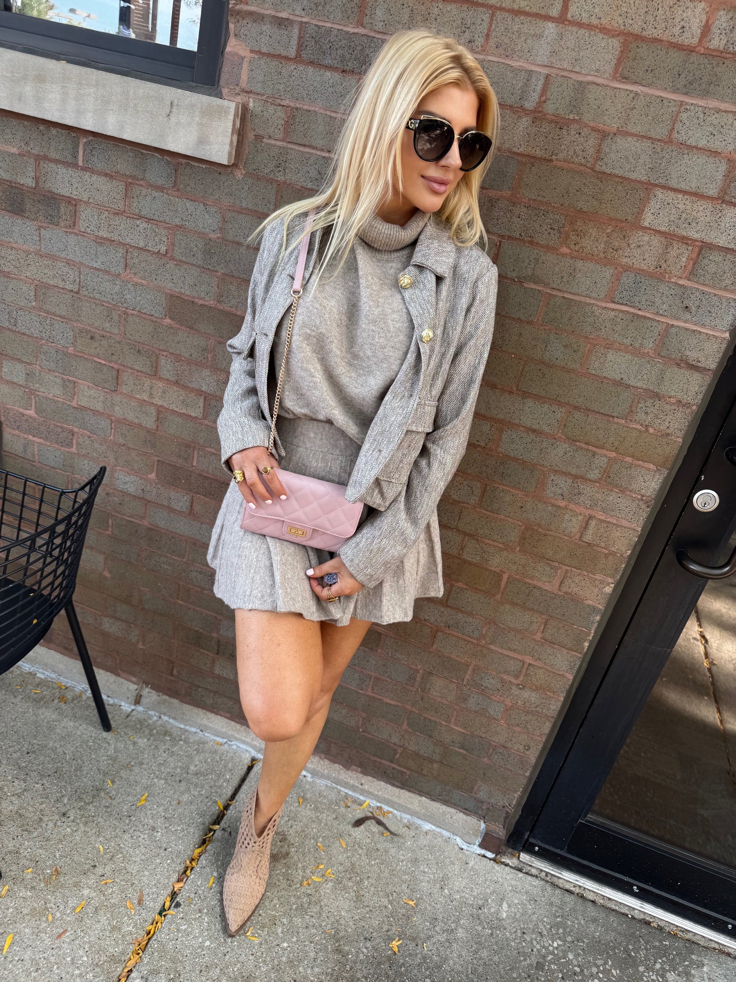 Parisian Fall Set Skirt and Top Beige