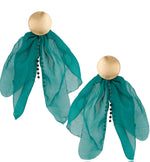 Chloe Pine Green Blossom Earrings with Gold Finish