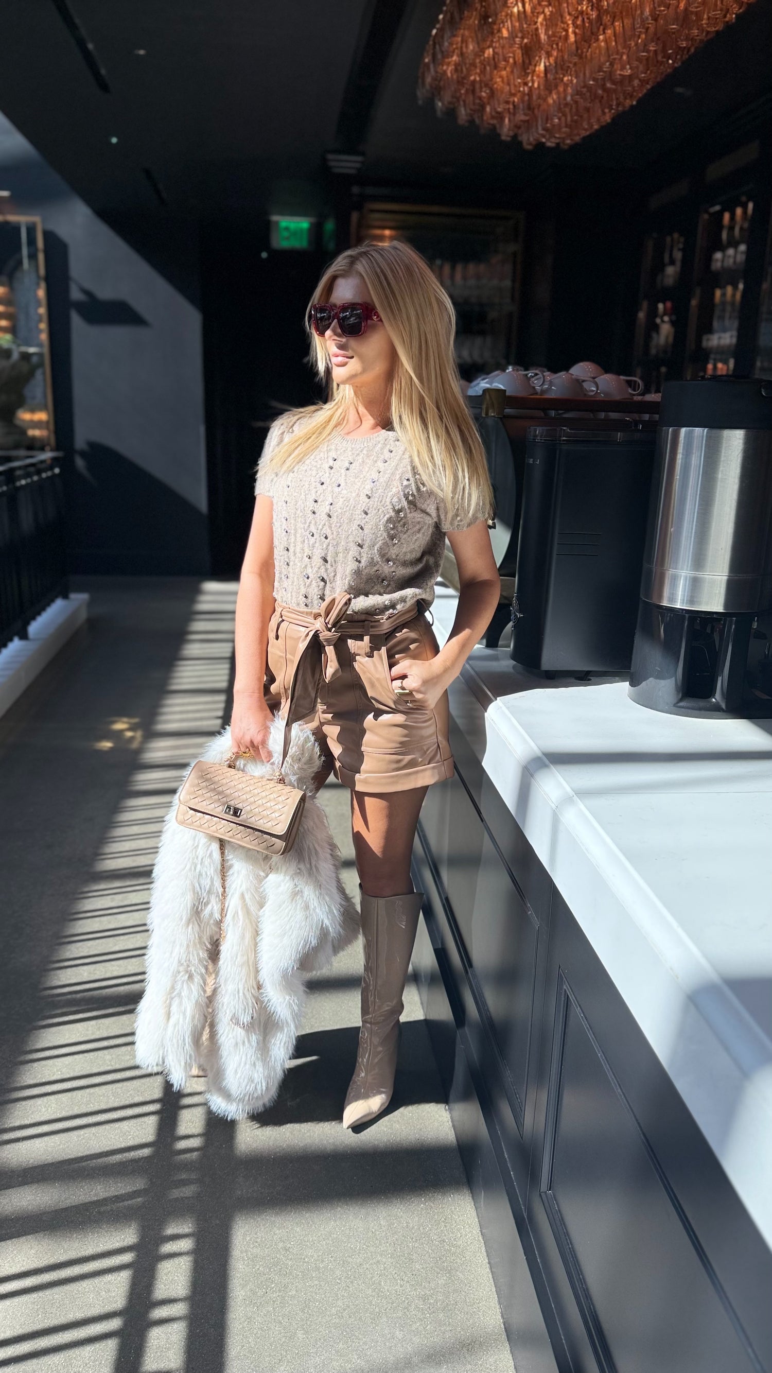 Taupe Vegan Leather Shorts