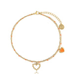 Orange Heart Anklet