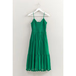 Chiffon Smocked Bodice Tiered Midi Dress