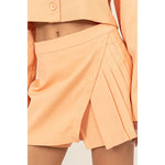 Pleated High Waist Wrap Skort