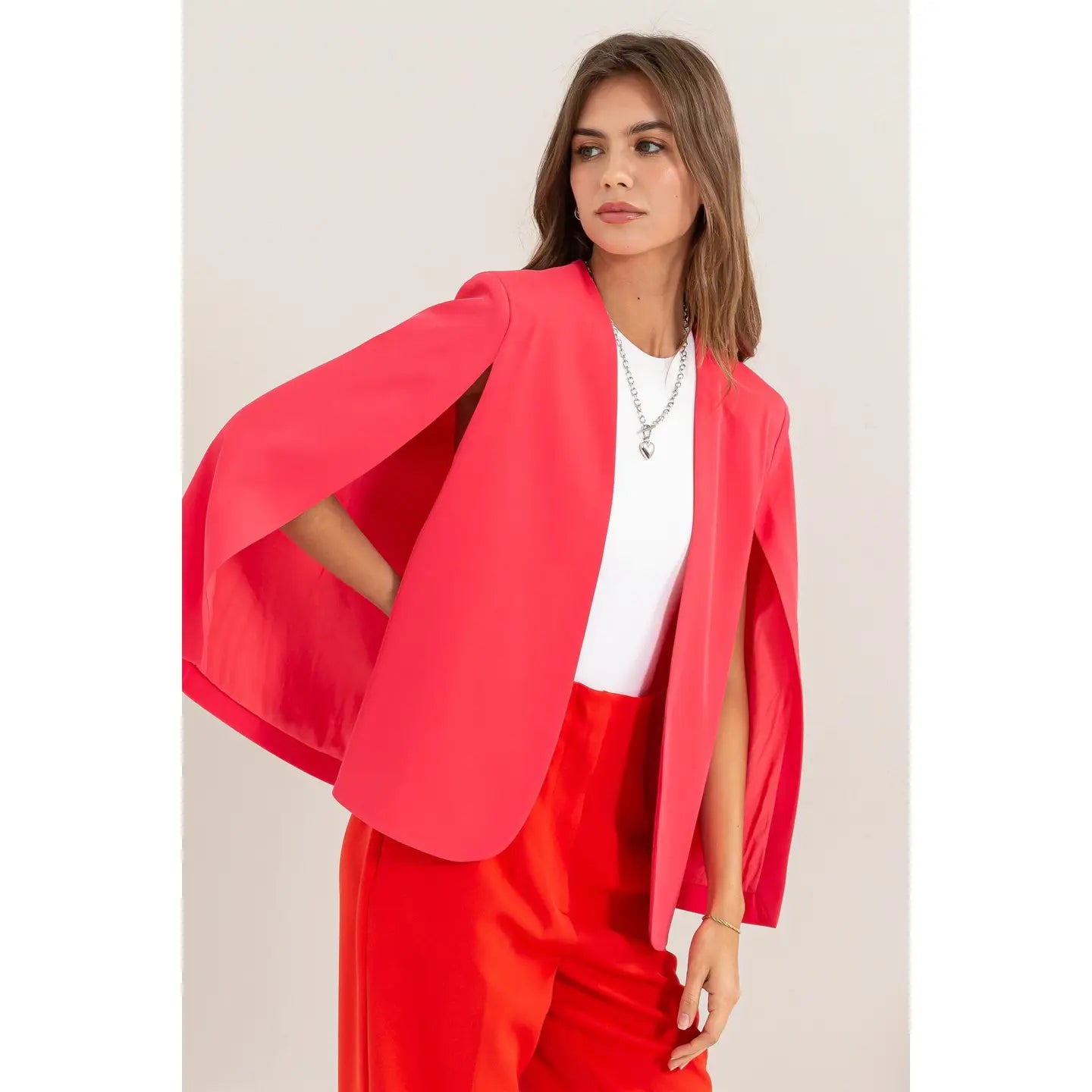 Hot Pink Silhouette Dressy Cape Blazer