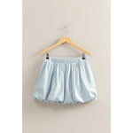 Ice Blue Trendy High Waist Woven Bubble Skirt