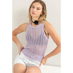 Lavender Open Knit Sweater Tank Top