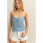 Periwinkle Blue Strapless Twisted Sweater Tube Top