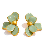 Mint Flower Earrings Stainless Steel