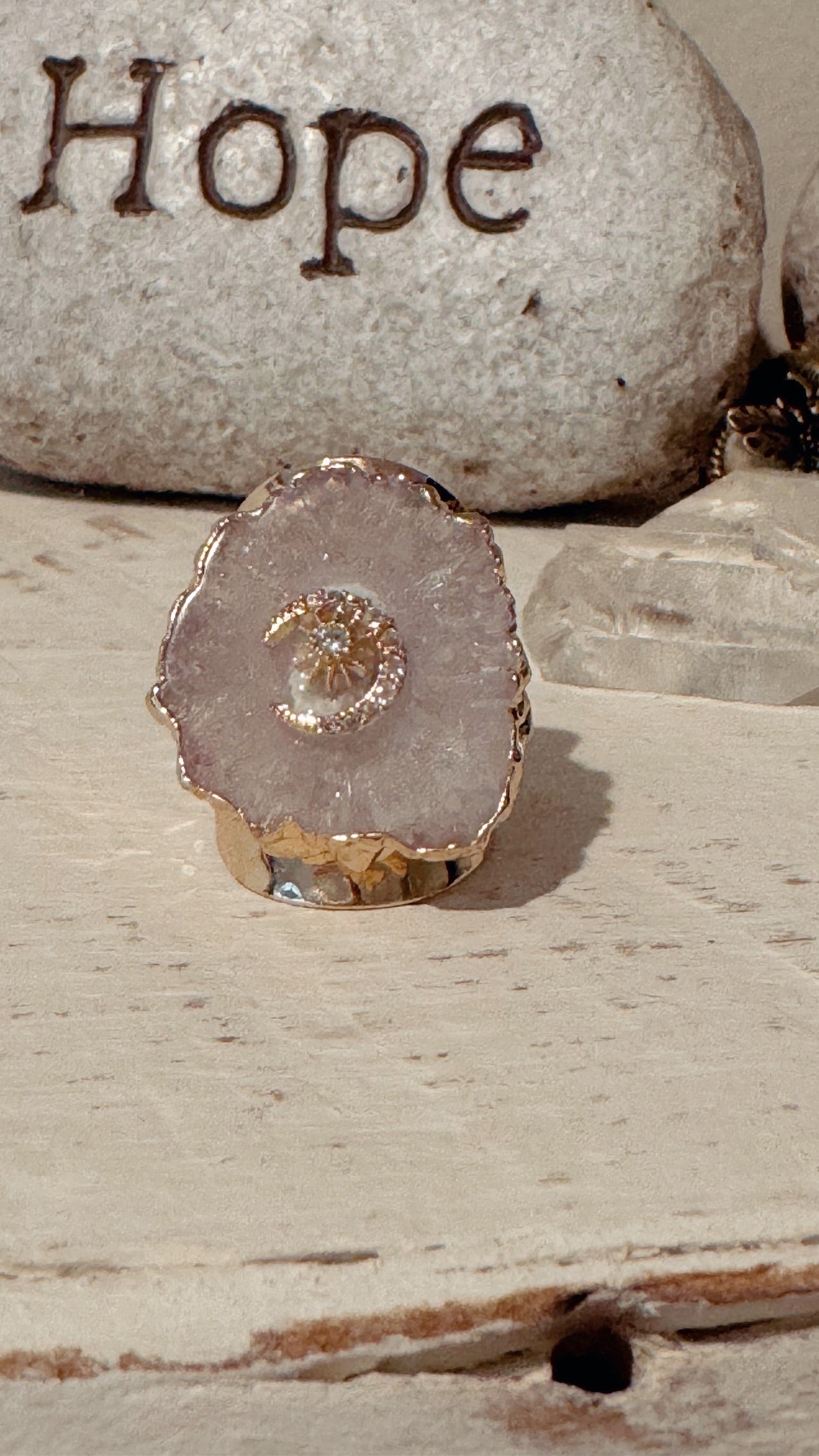 Sun and Moon Druzy Ring Adjustable
