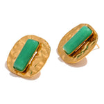 Green Agate Stainless Steel 18k Gold Plated