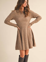Mocha Ribbed Sweater Flared Mini