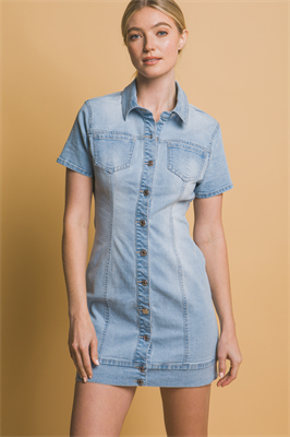 Short Sleeve Denim Dress