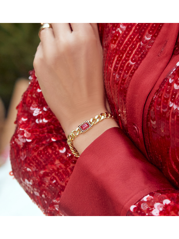 Eva Red Crystal Gold Bracelet