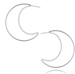 Stainless Steel Silver Moon Earrings