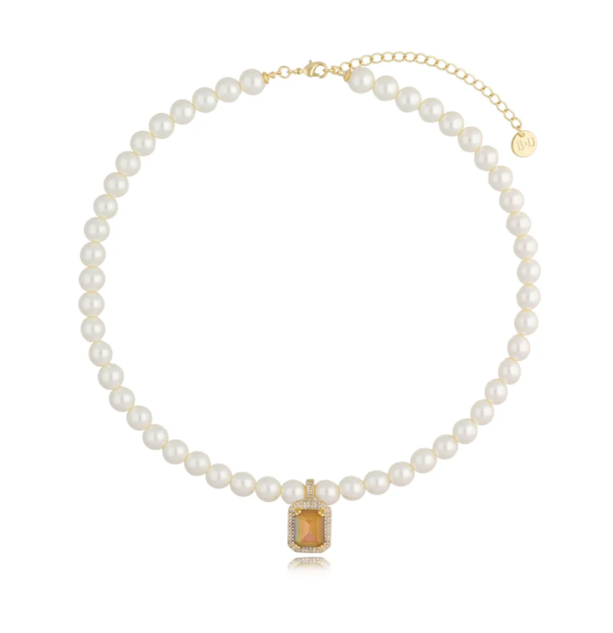 Beige Majestic Crystal Pearl Necklace
