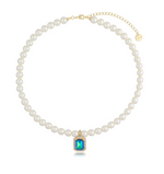 Green and Blue Majestic Crystal Pearl Necklace