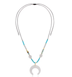 Turquoise Adjustable Necklace with Moon Pendant