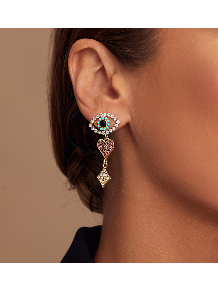 Heart Evil Eye Earrings