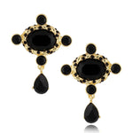 Sienna Black Crystal Gold Earrings