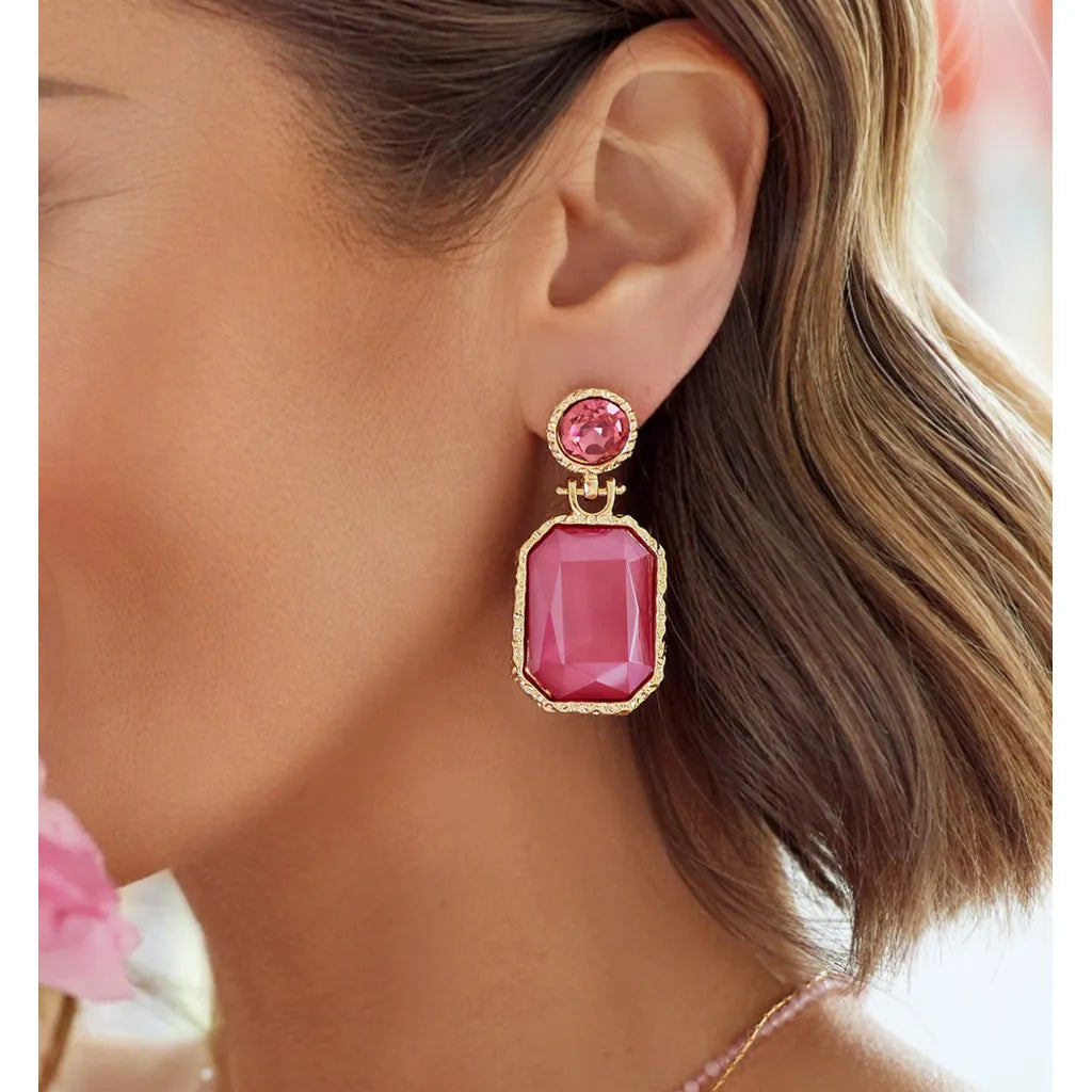 Raspberry Crystal Luxury Earrings