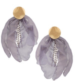 Chloe Gray Blossom Earrings with Gold Finish