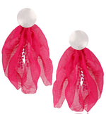 Chloe Fuchsia Blossom Earrings with Silver Finish