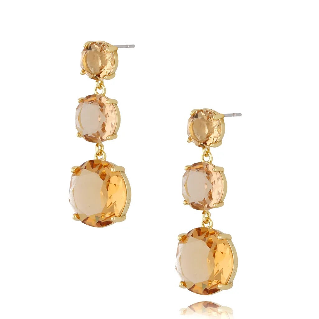 Champagne Crystal Gold Dangle Earrings