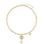 Champagne Heart Crystal Gold Necklace